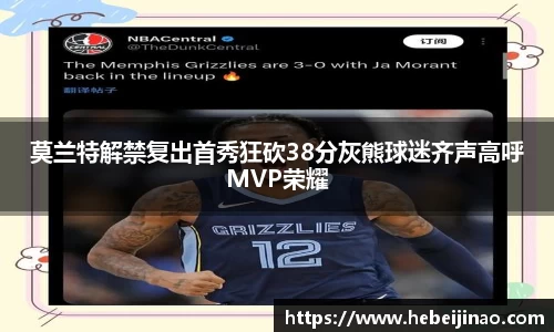 莫兰特解禁复出首秀狂砍38分灰熊球迷齐声高呼MVP荣耀